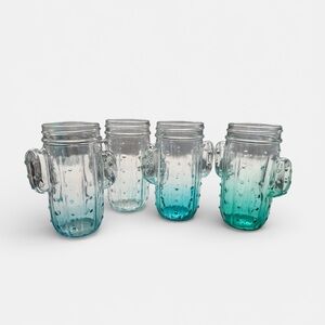 Chic & Tonic Cactus Glasses Set of 4 Green Textured Cups